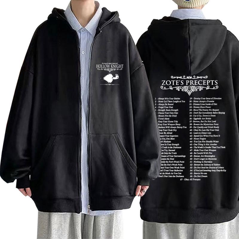 Game Hollow Knight Double Sided Print Zipper Hoodie Men Women Unisex Fashion Casual Zip Up Hoodies Male Vintage Oversized Jacket Coat
