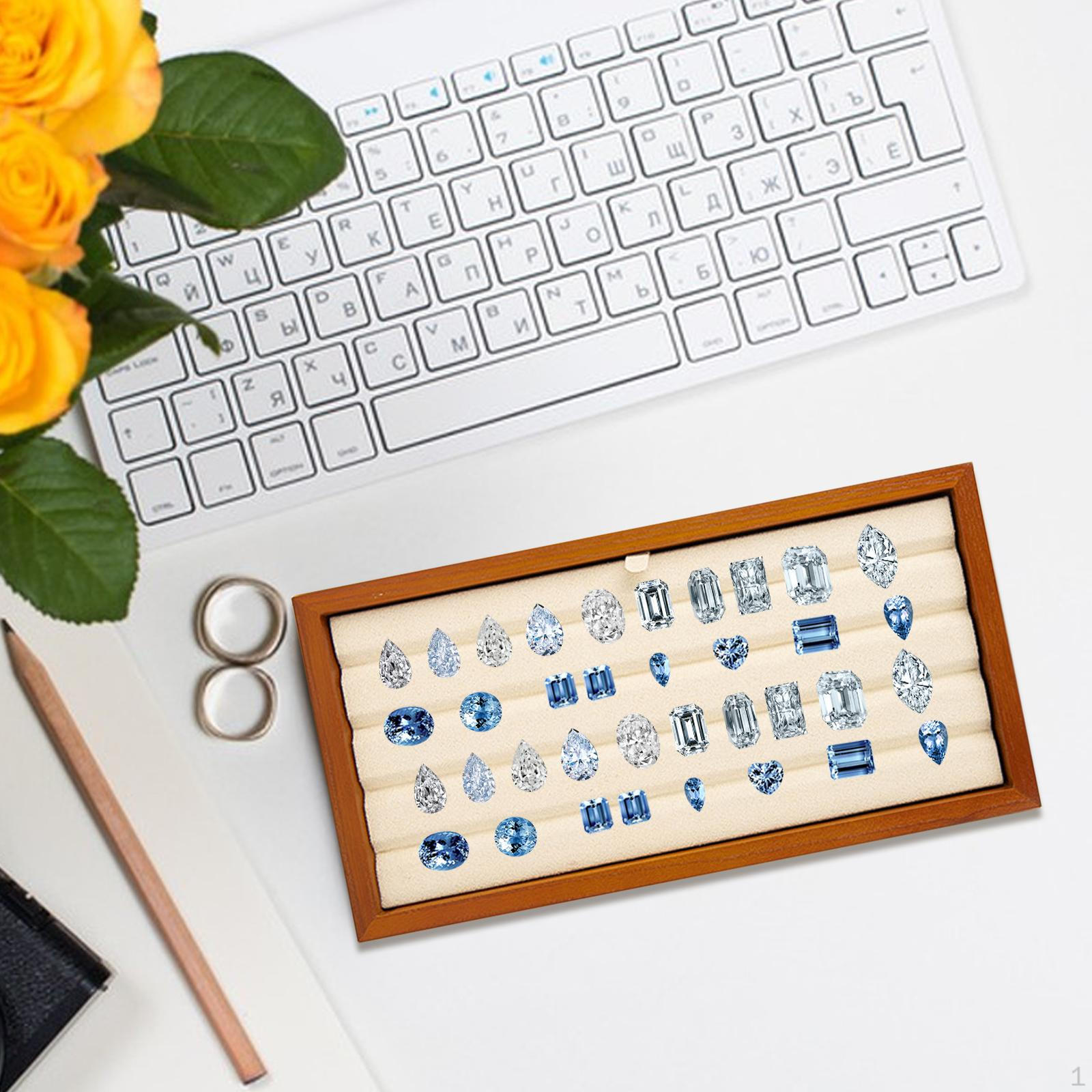 

Jewelry Display Tray Holder Prop Displaying for Diamond Gemstone Beads Gray Dotted