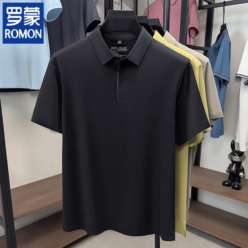 ROMON Men s Silk Linen Blend Breathable Polo Shirt 58