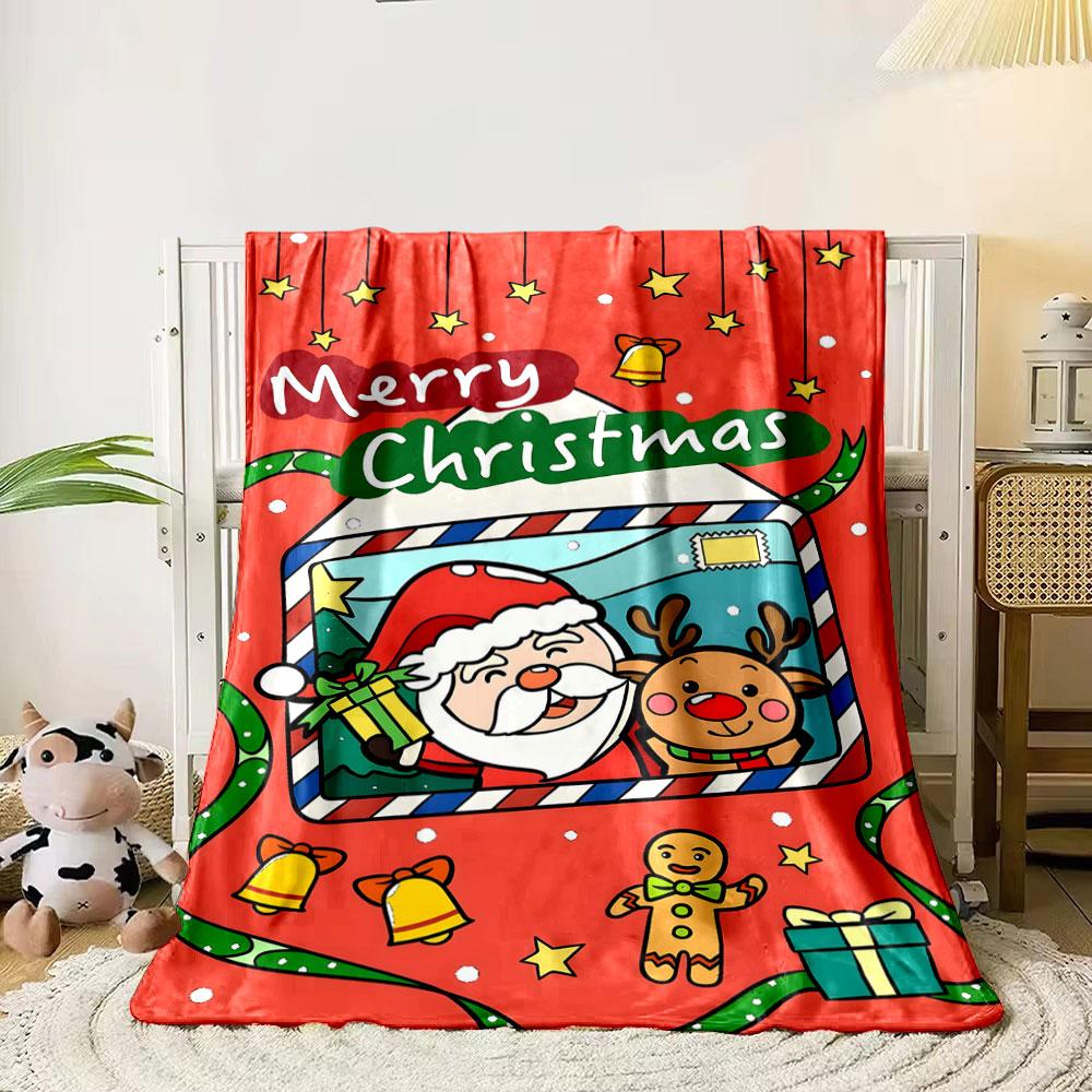 Merry Christmas Themed Festive Holiday Throw Blanket Bedroom Blanket for Livingroom Couch Lunch Break Soft Throw for Friend's Festival Gift