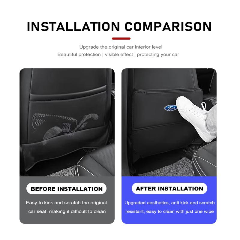 For Ford Leather Anti Kick Pad Car Seat Back Protector Cover Cushion Fiesta Ranger Mondeo Escape Ecosport Fusion Explorer
