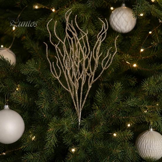 Glittery Branch Decoration Glitter Artificial Christmas Tree Pick, Sparkling Faux for Party Pick Ornament, Curly Decorative Twigs Stick Stem