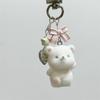 Cartoon Cute 3D Flocking Bear Backpack Keychain For Mobile Phone Earphone Camera Chain Jewelry Making Couple Gifts Ornaments