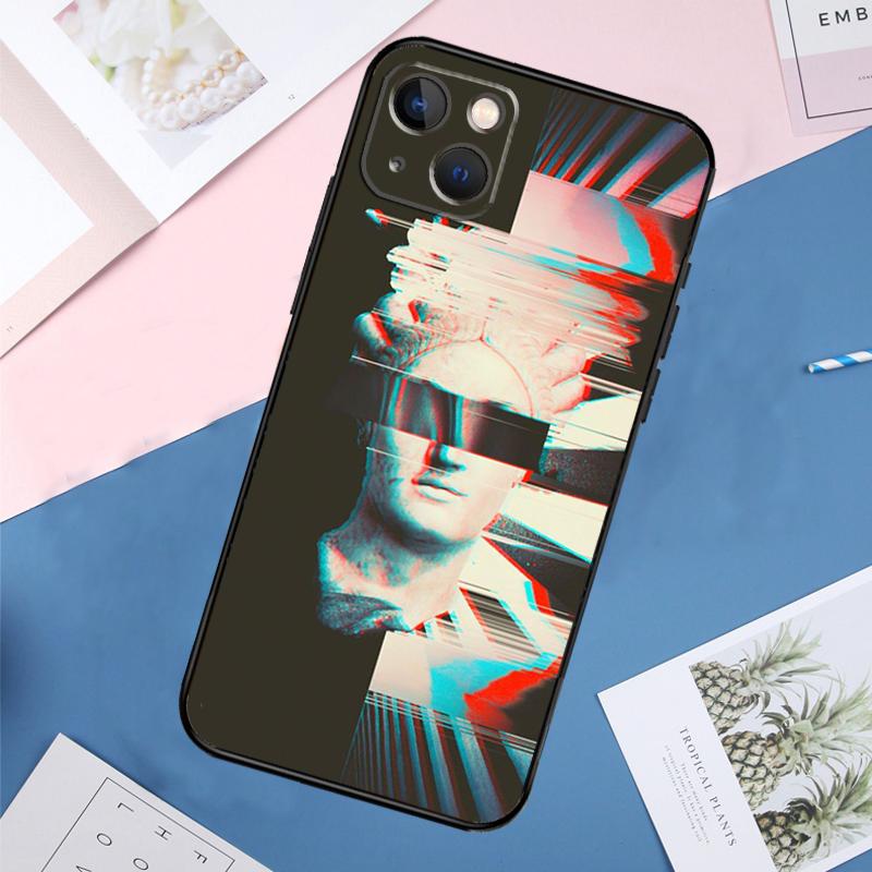 Anime Vaporwave Glitch Case For iPhone 14 15 16 Pro Max 11 12 13 Mini X XR XS Max Plus Phone Back Cover
