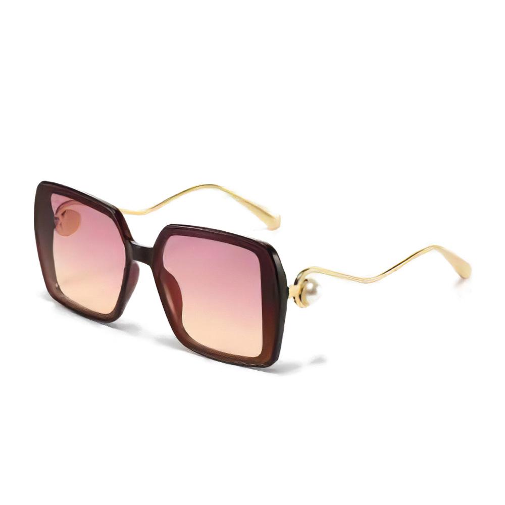 Sunglasses For Women Gradient Blue Yellow Frame Glasses Unique Double Frame Design Golden Spherical Decoration Modern Fashion