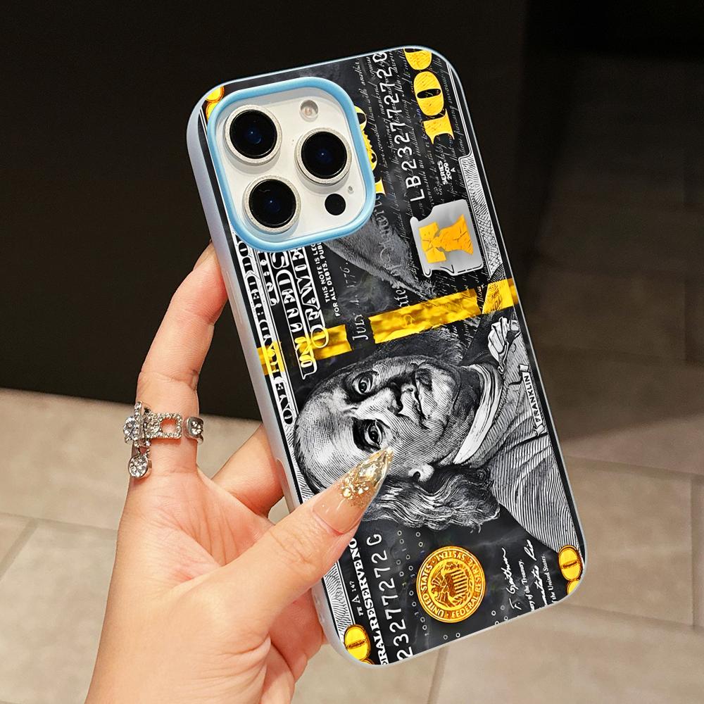 USD Dollar Jelly Double layer Light Blue Mobile Phone Case for iPhone 17 16 15 14 13 12 11 Air Pro Max Plus Protective