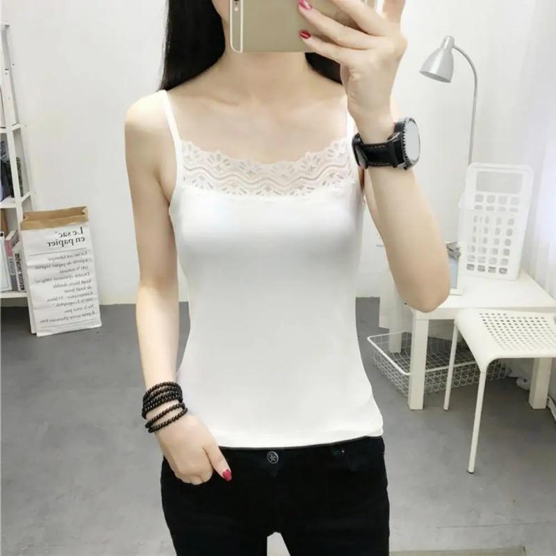 Frauen Top Spaghetti Strap Spitze Sommer Weste Square Neck Ärmelloses Sommer Leibchen Frauen Kleidung
