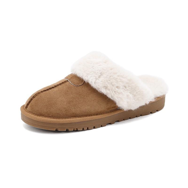 2025 winter new real fur integrated cotton shoes women's fleece thickened one pedal warm snow boots women