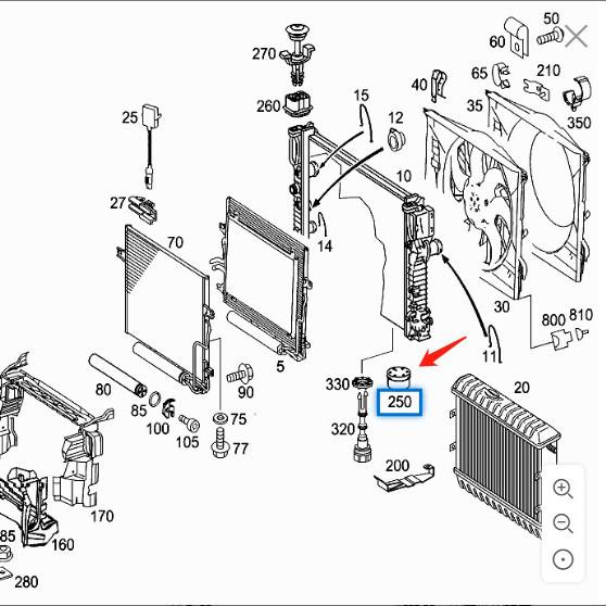 Suport de cauciuc radiator pentru Mercedes-Benz S350 W221, E300 W211