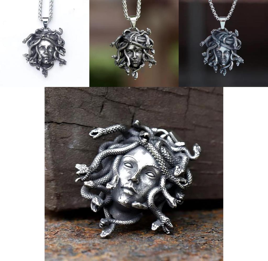 Retro Medusa Schlangen Tier Anhänger Halskette Mit Zinklegierung Charme Für Gothic Stil