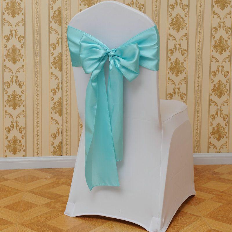 Elegant Polyester Chair Back Cover With Bow Ribbon For Wedding And Event Decor