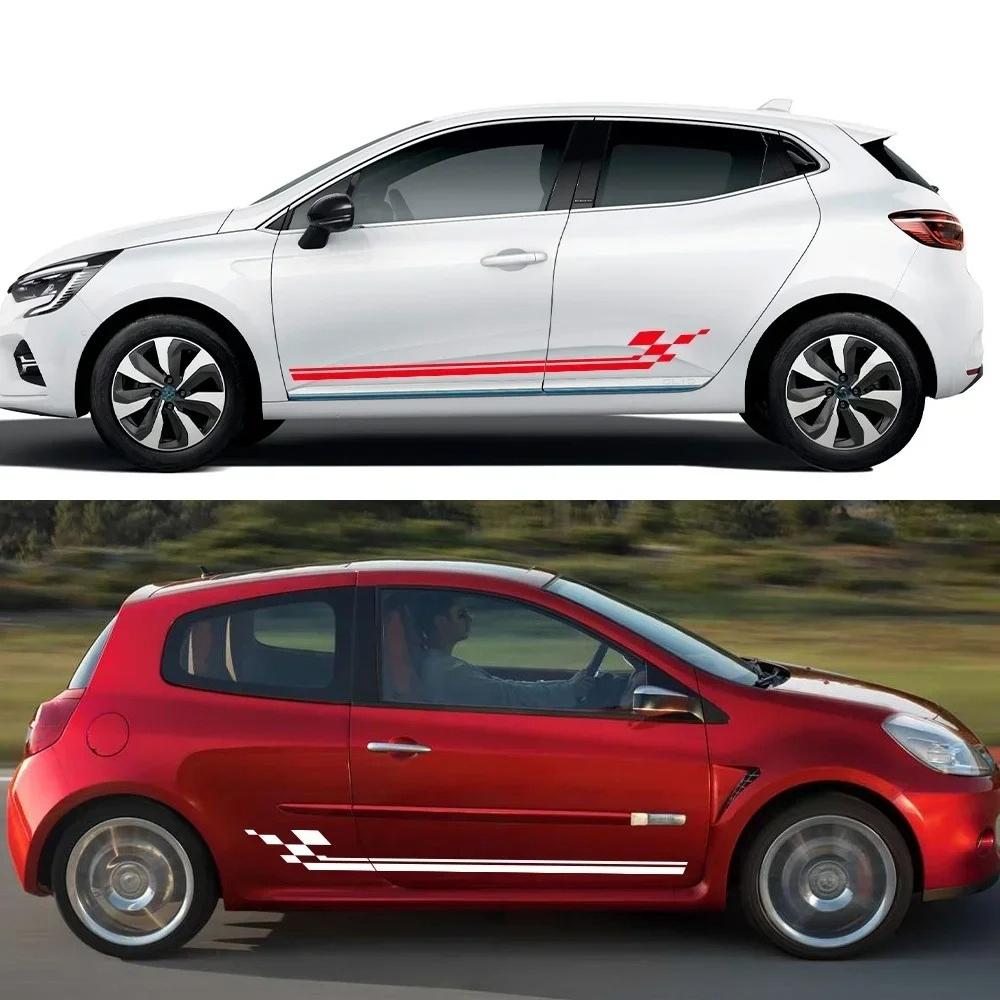 2PCS Racing Style Car Side Door Skirt Stickers For Renault Clio RS R.S. 18 4 5 2012-2025 Auto Tuning Vinyl Decals Accessories