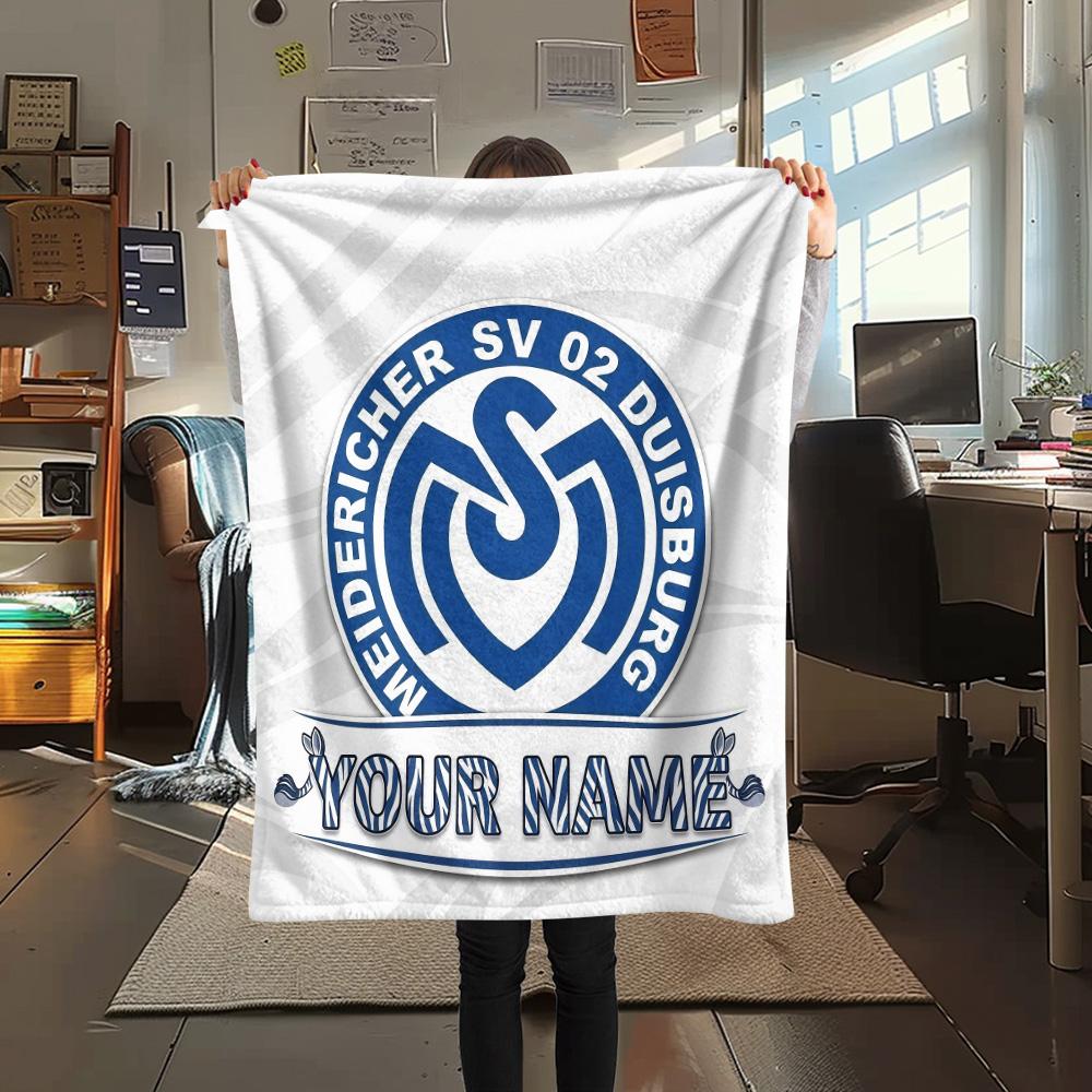 Custom Name Meidericher SV 02 Duisburg Flannel Blanket, High quality Comfortable for All Seasons, Home Decor, Warmth and Comfort