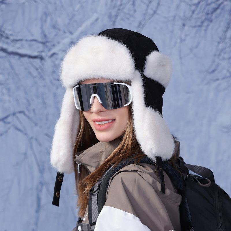 Χειμερινό Αντιανεμικό Προστατευτικό Αυτιών Πουλόβερ Σκουφάκι Ποδηλασίας Σκι Φλις Σκουφάκι Γυναικείο Χοντρό Αδιάβροχο Ζεστό Σκουφάκι για Μεγάλο Κεφάλι Καπέλο Μπόμπερ