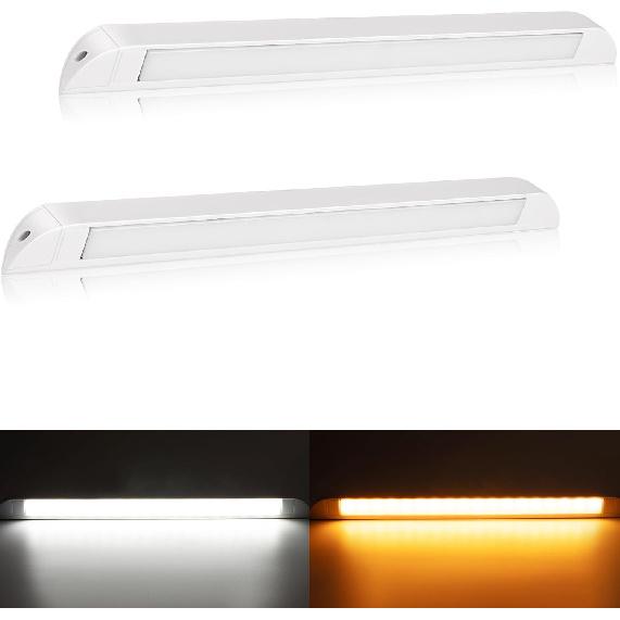 Raycharm 10" RV & Marine Boat LED Awning Porch Utility Light Fixture, 40° Down Angle Beam, 6000K Cool-White, 12V/24V DC, High Light-Output Low