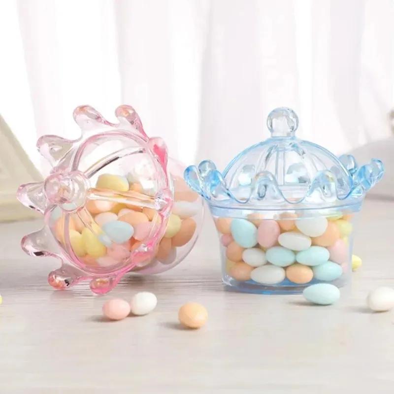 12pcs/lot Transparent Plastic Candy Boxes Crown Shape Church Shape Large Capacity Party Supplies Festival Supplies
