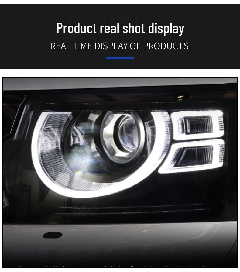 Land Rover Discovery 4 Defender-Style Headlight Assembly with LED Turn Signal & DRL (2010-2017 Models)