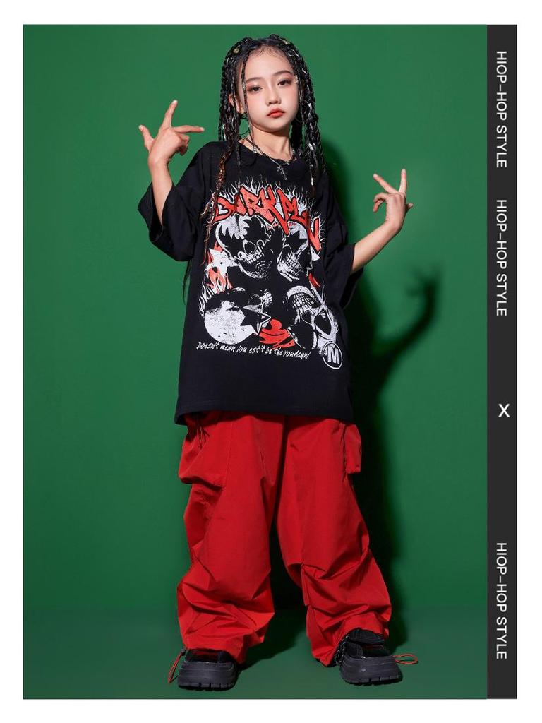 Girls' Japanese Street Dance Performance & Catwalk Costume: Trendy Hip-Hop Suit