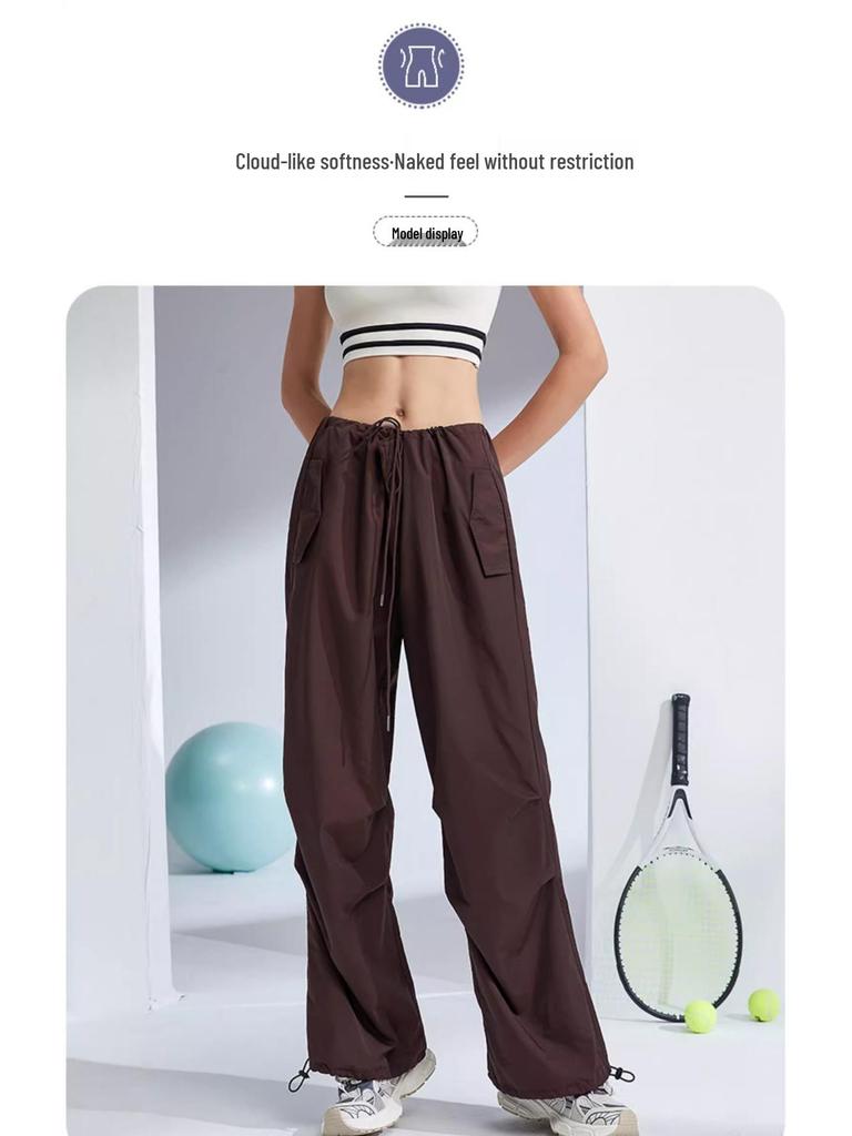 Women's Retro Cargo Slimming Windbreaker Pants for Autumn/Winter Running