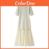 Elegant Polyester Spliced Short Sleeve Dress For Women With Round Neck For Spring