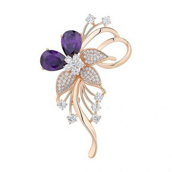 Elegant Floral Zircon Brooch for Women - Suit & Sweater Accessory