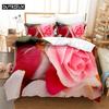Rosenrosa Verliebte Queen Bettwäsche-Set Bettbezug Kinderzimmer Bett-Set Deckenbezug-Set King-Size Bettbezug-Set Bettwäsche-Sets