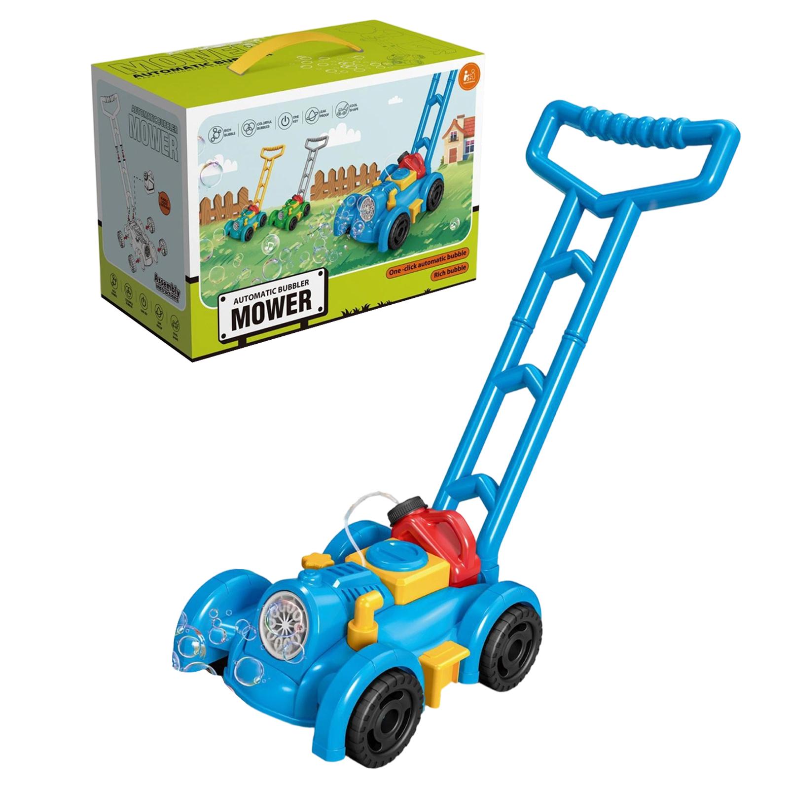

Automatic Bubble Mower Push Toy with Music Outdoor Walking Bubble Machine Kids Summer Activity Playset Battery Operated Bubble Blower One Size синий