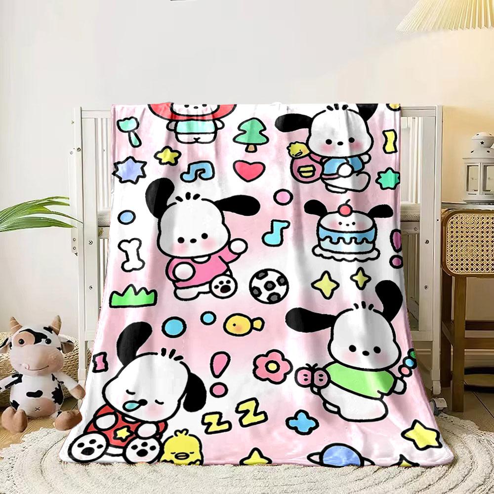 Cartoon puppies with playful objects on a pink background. for all seasons blanket lunch break throw gift 80cm x 120cm