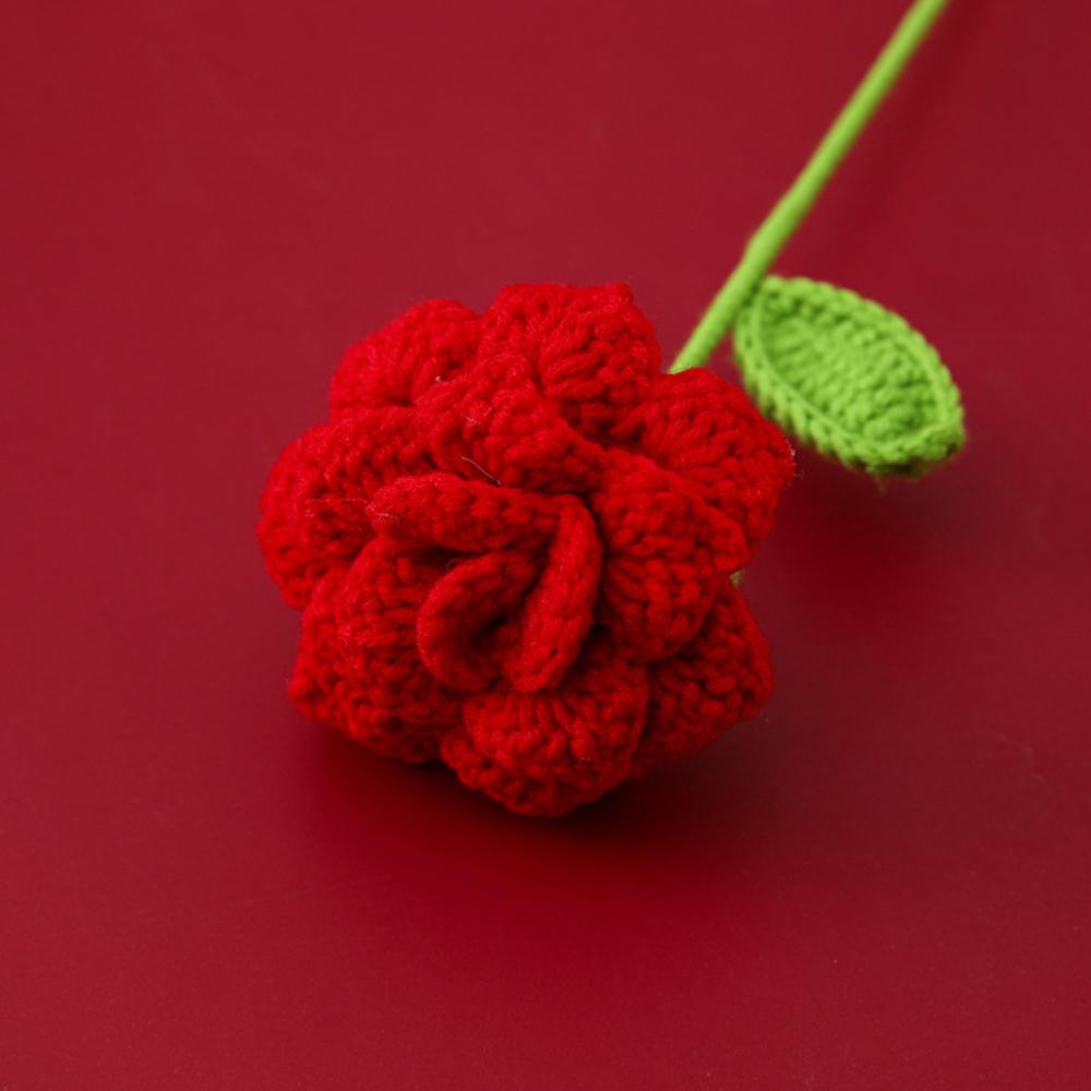 Rose Knitted Flower Creative Crochet Flowers Handwoven Flowers Bouquet Artificial Plant for Wedding Home Party Decor