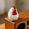 Hand Carved Wooden Rooster Rustic Figurine Cute White Chicken Statue Farmhouse Kitchen Home Desk Shelf Decor Ornament Gift