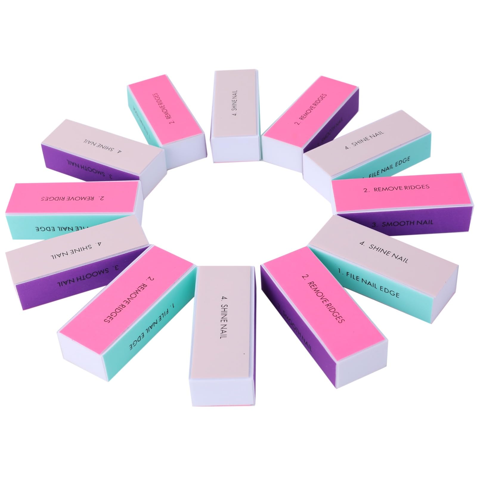 

Rubonarie Nail Care Nail Polishing Sponge, 4-Sided, Set of 12 (4 Colors)