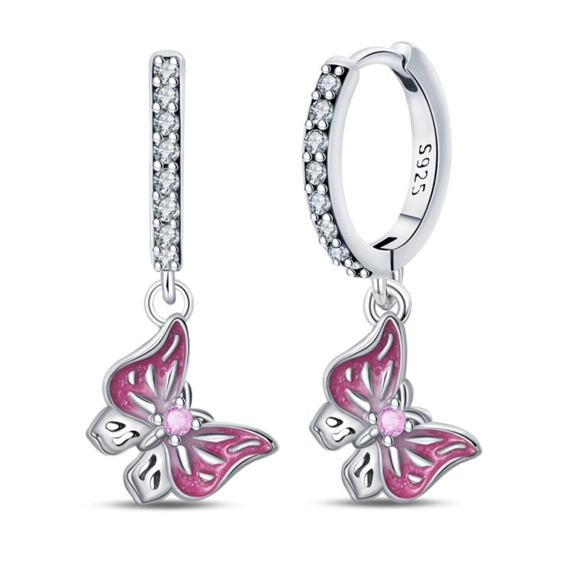 Women's 925 Silver Teddy Bear Rabbit Donut Pink Theme Sweet Romantic Priginal Design Earrings Engagement Party Exquisite Jewelry