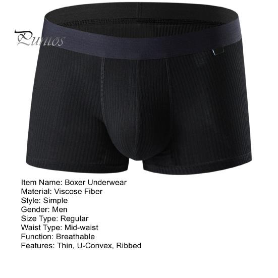 Pánské boxerské spodní prádlo Středně pas, U-konvexní žebrované šortky Kalhotky Prodyšné Elastické Pohodlné spodky