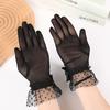 Retro Sweet Black Lace Gloves Polka Dot Mesh Wedding Bridal Gloves White Beige Long Finger Mittens Banquet