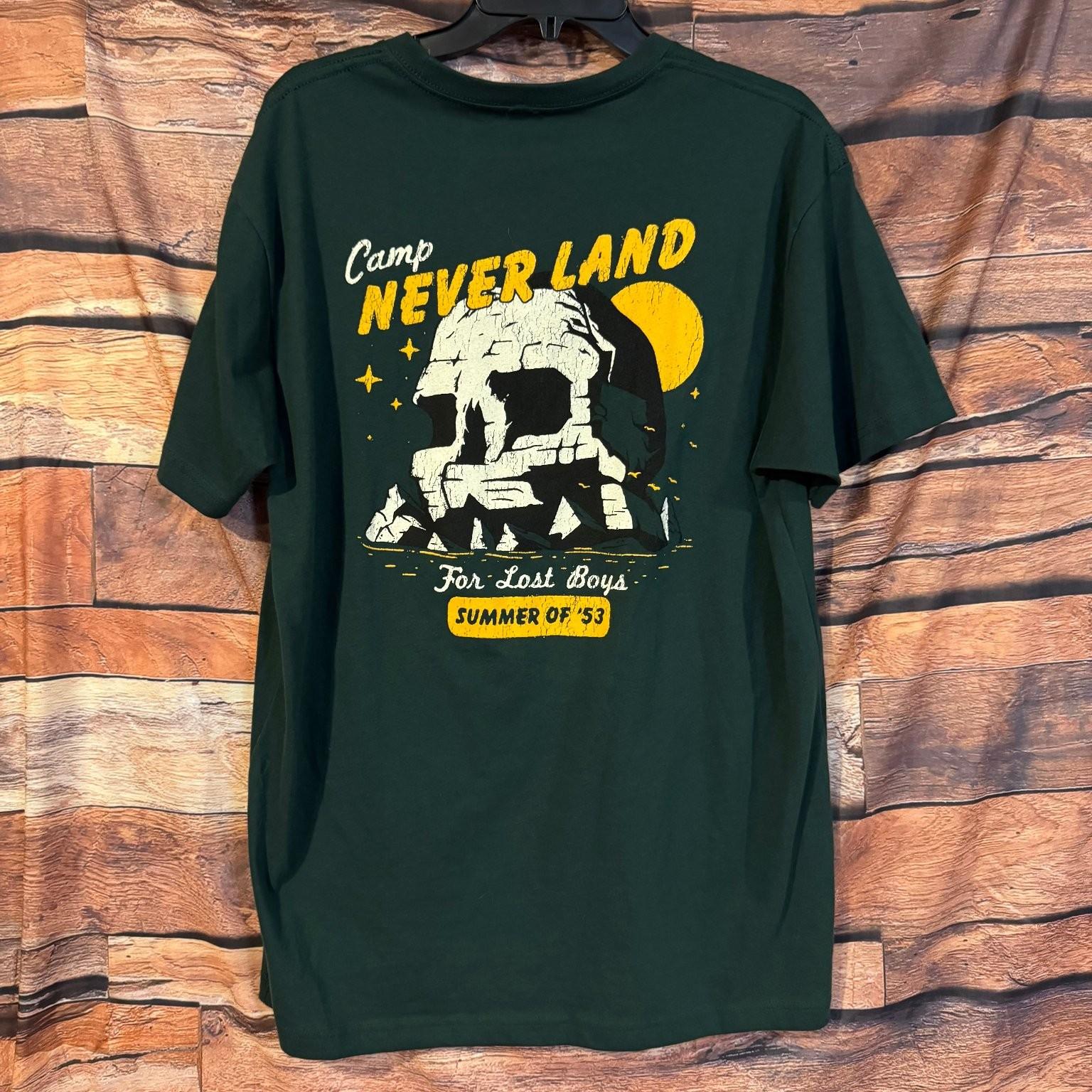Disney Men’s Green L Peter Pan Skull Rock Graphic Cotton Tee Unisex T-Shirt XXXXL