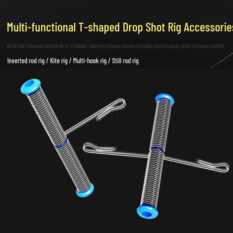 Inverted T-Shaped Fishing Rig: Anti-Tangle Hose, Quick-Release Buckle, and String Hook Accessories
