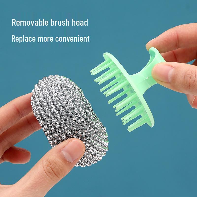 Velký kartáč z nerezové oceli s rukojetí pro čištění kuchyně