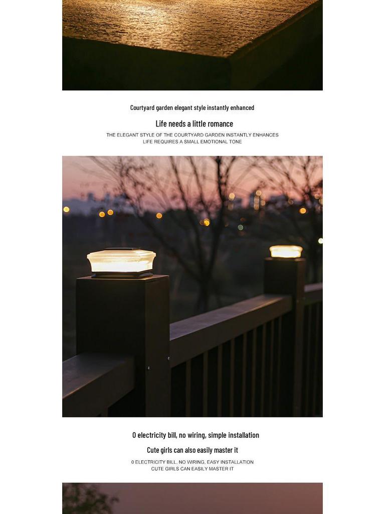 Wasserdichte Solar-Pfeiler- und Torpfostenleuchte für den Außenbereich für Hof und Zaun