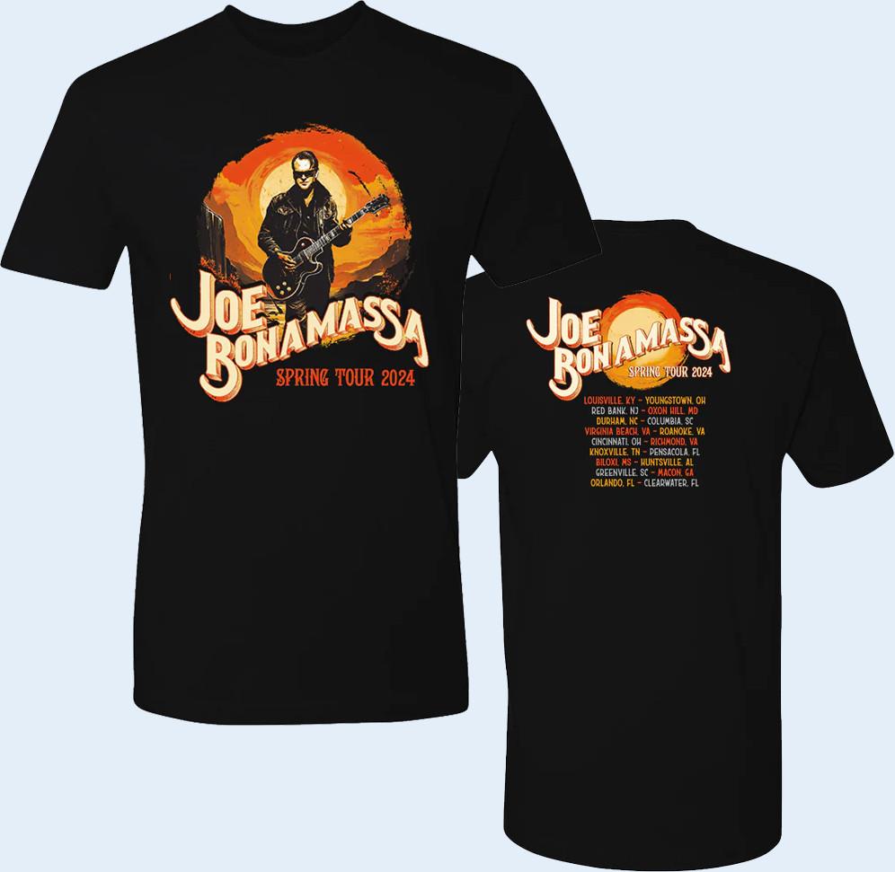 

2 sides 2024 Europe Spring Tour Joe Bonamassa Shirt Black Unisex S-5XL 1J0276 Unisex T-Shirt M