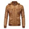 Winter Fleece Thickened PU Leather Jacket Men's Jacket Large Size British Fashion Hooded Leather Jacket Men's Top