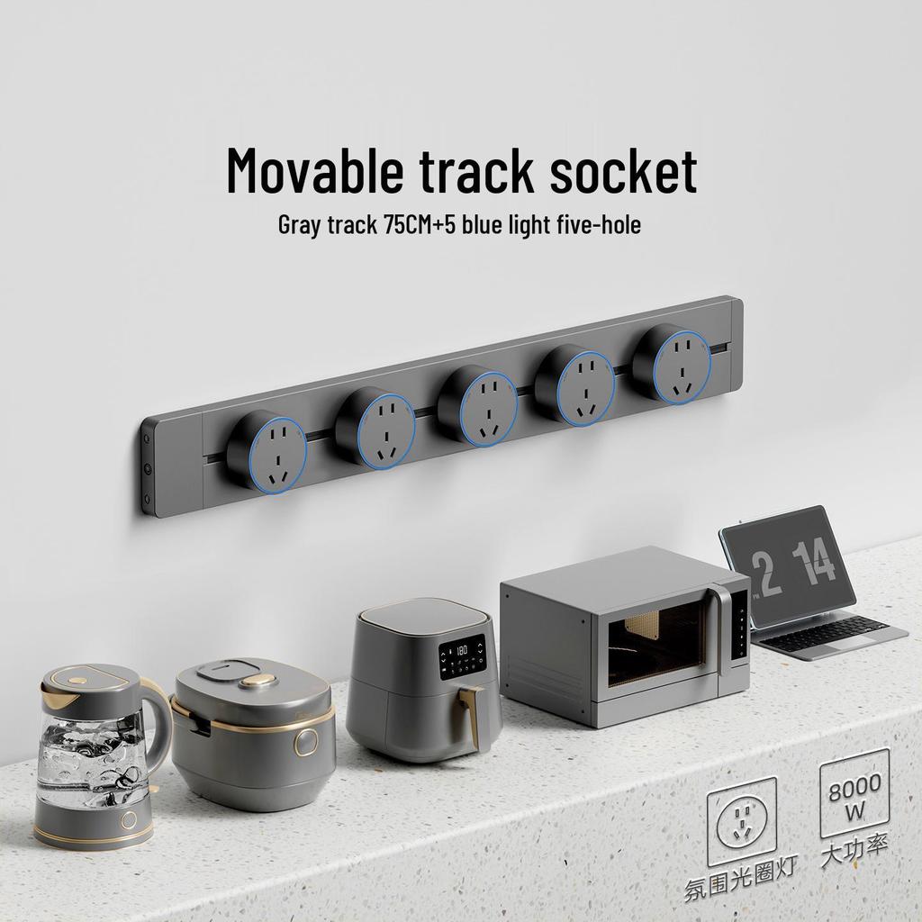 Adjustable Power Strip with One-Key Shut-Off for Kitchen, Living Room, Bedroom