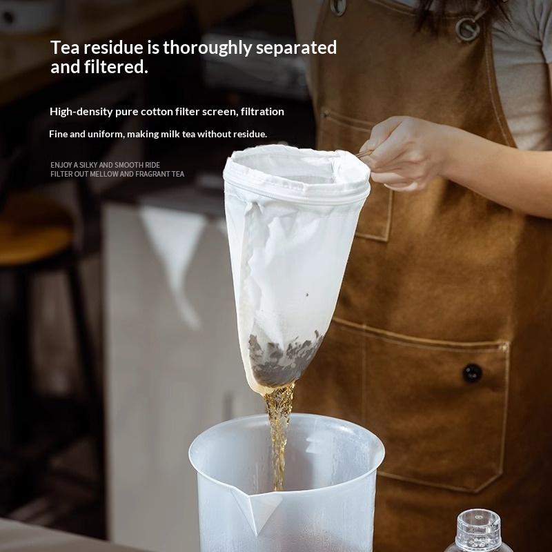 Filtro de Té Reutilizable de Algodón Fino con Mango Desmontable de Acero Inoxidable para Té con Leche Café Té de Frutas Cafetería Casera Preparación de Bebidas