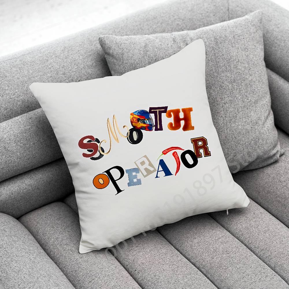 C-Carlos Sainz Smooth Operator Kussenhoes Voor 50X50Cm 40X40Cm 55X55Cm 45X45Cm 30X30Cm Vierkante Slaapkamer Kussenhoes Peach skin 18*18(CM)-1Pcs