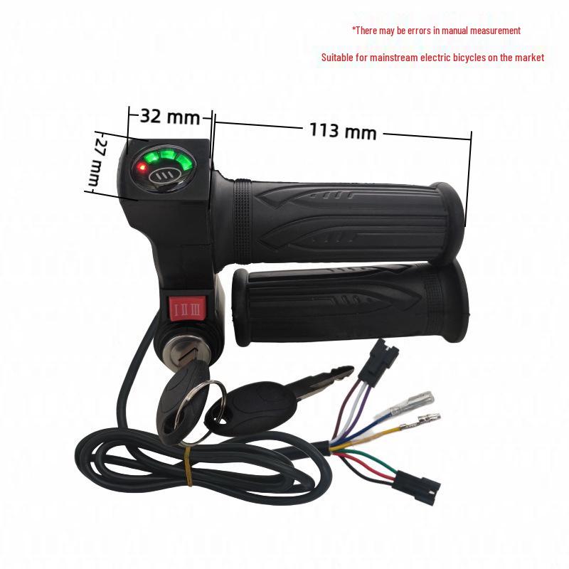 Four-Light Electric Vehicle Throttle with Lock Grip & Three-Speed Voltage Display