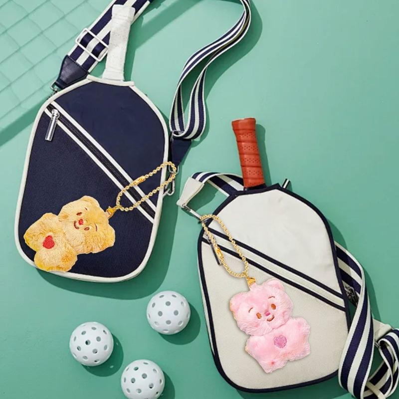 Lovely Butter Bear Couple Keychain Plush Charm for Fashionable Lovers with Adjustable Chain Length Portable Jewelry