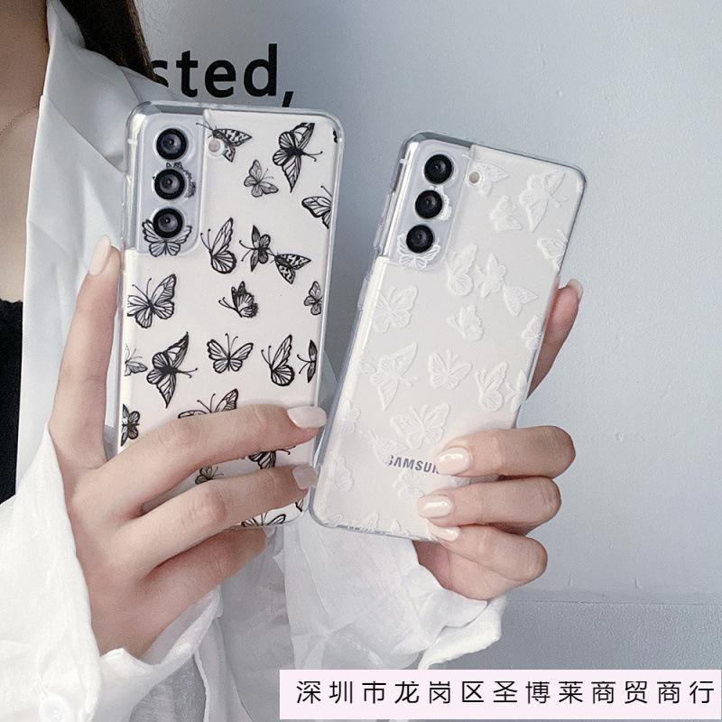 Applicable To Samsung S25ultra Apple Iphone17 Ins Butterfly Silhouette Phone Case A56 Painted Protective Case