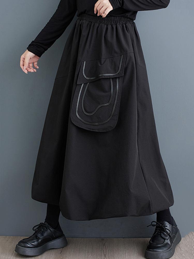 Xitao Patchwork Big Pocket Elastic Waist Female Skirt ZY8893