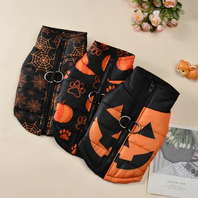 Roupas de Halloween para Cachorro Jaqueta Colete Quente de Inverno para Cachorrinhos Gatos Exterior Impermeável Casaco para Animal de Estimação Fantasia de Chihuahua Roupas