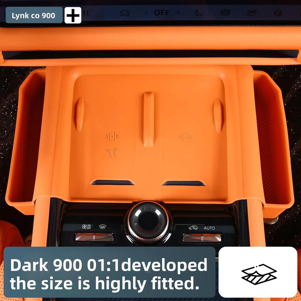 Center Console Wireless Charger Silicone Pad with Storage Box for Lynk & Co 900 2026 Dustproof Anti-scratch Protective Mat