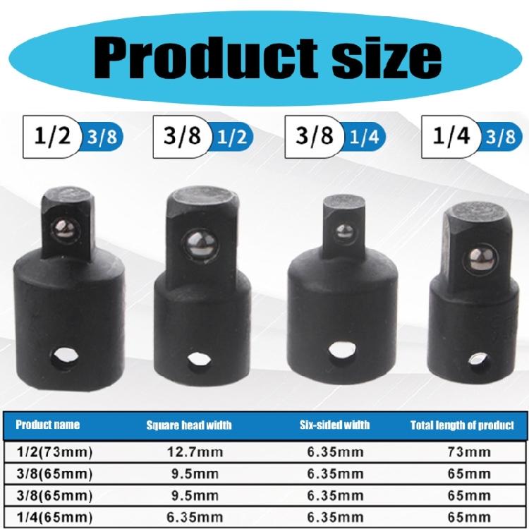 4 Piece 1/2" 3/8" 1/4" Drive Socket Adapter Converter Kit Precisions Antislip Technology For Power Tool Accessories